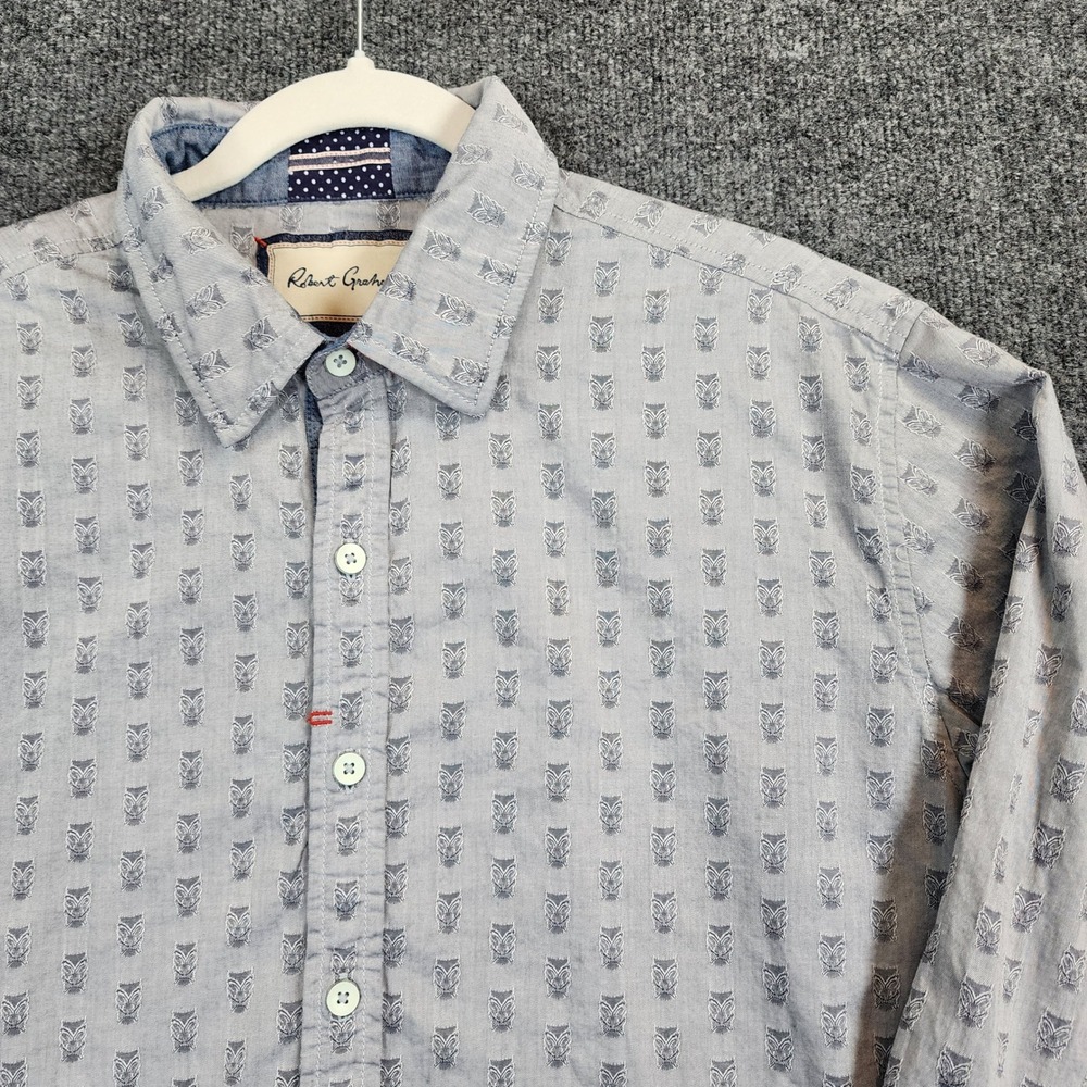 Robert Graham Men's Preppy Coastal Owl Jacquard Academia Button Shirt Size XL